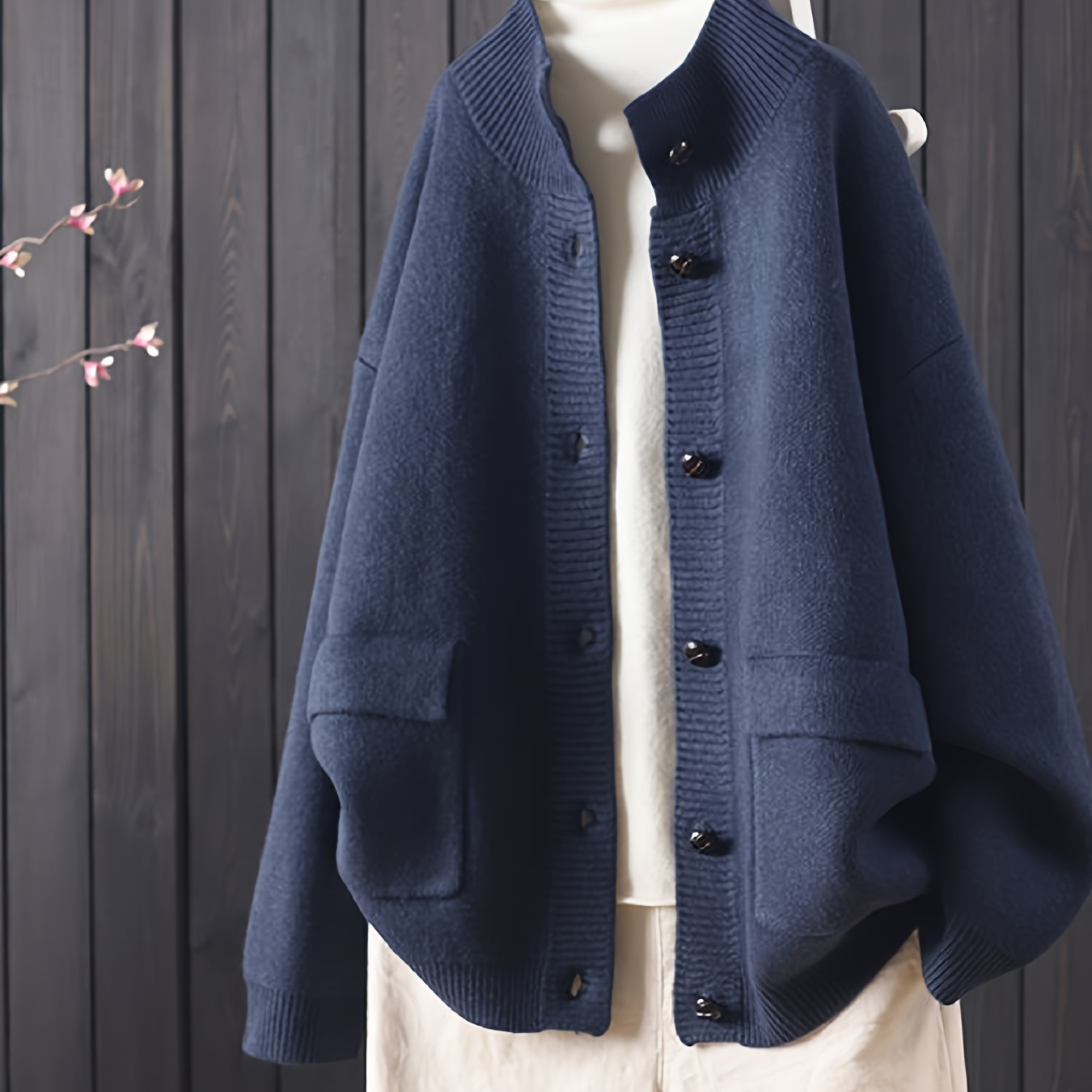 

Cardigan tricoté boutonné sur le devant, Cardigan décontracté à manches longues pour et l'hiver, vêtements pour femmes