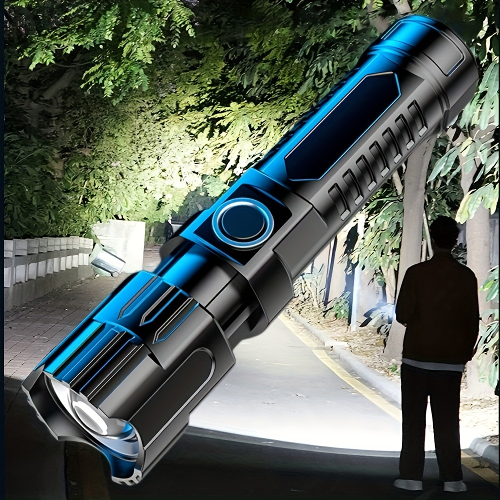 

1pc Super Bright Led Telescopic Flashlight - Long Range & Rechargeable - Perfect For Outdoor Adventures!
