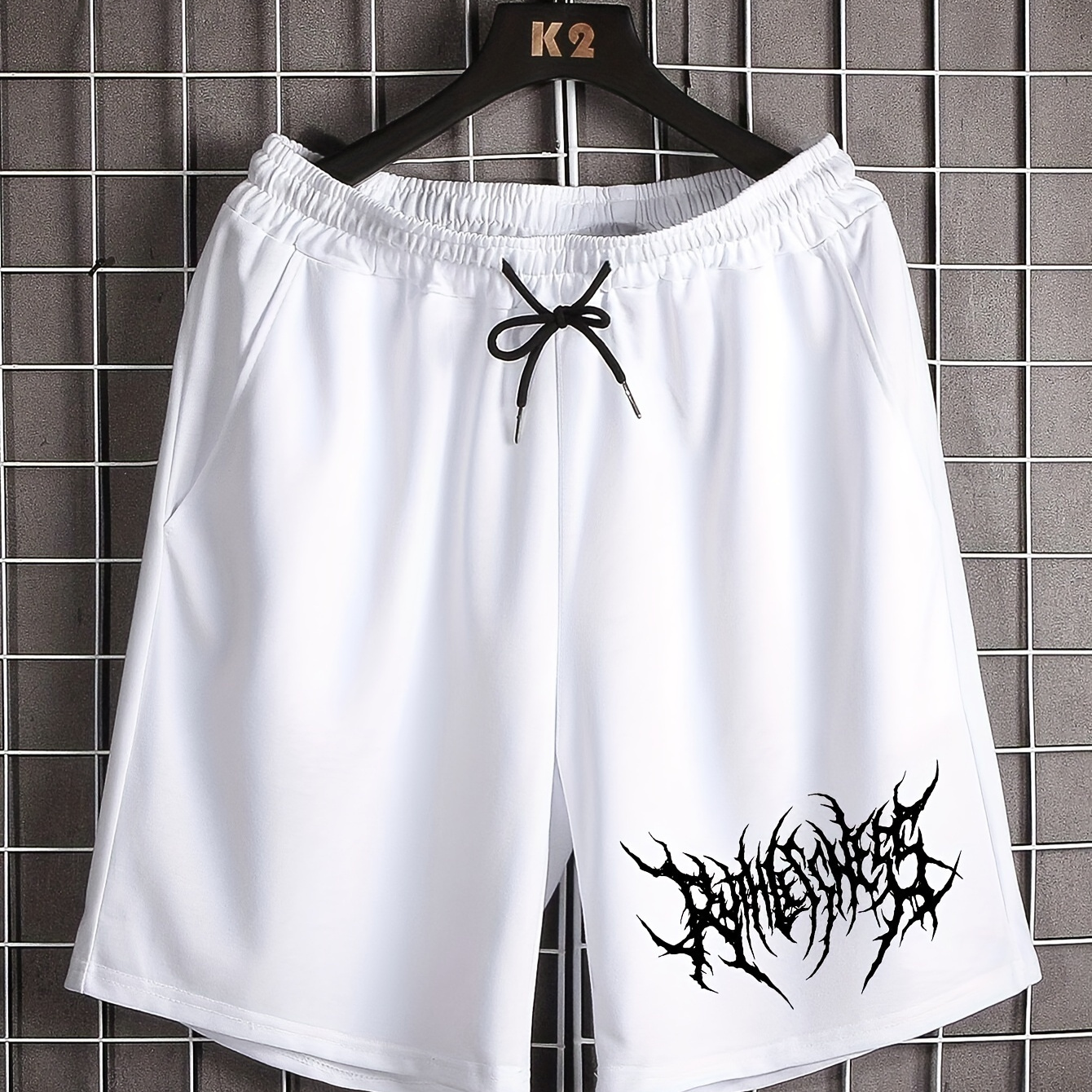

Men's Street Style Letter Print Shorts, Casual Shorts With Drawstring, Men's Bottoms For Summer Daily Wear/party/beach Holiday