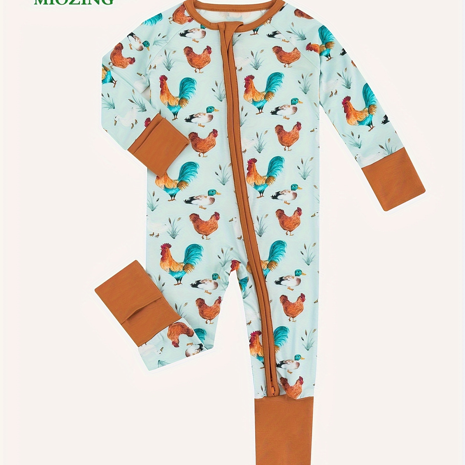 

Miozing Bamboo Fiber Bodysuit For Baby, Chicken Duck Pattern Long Sleeve Onesie, Infant & Toddler Girl's Romper