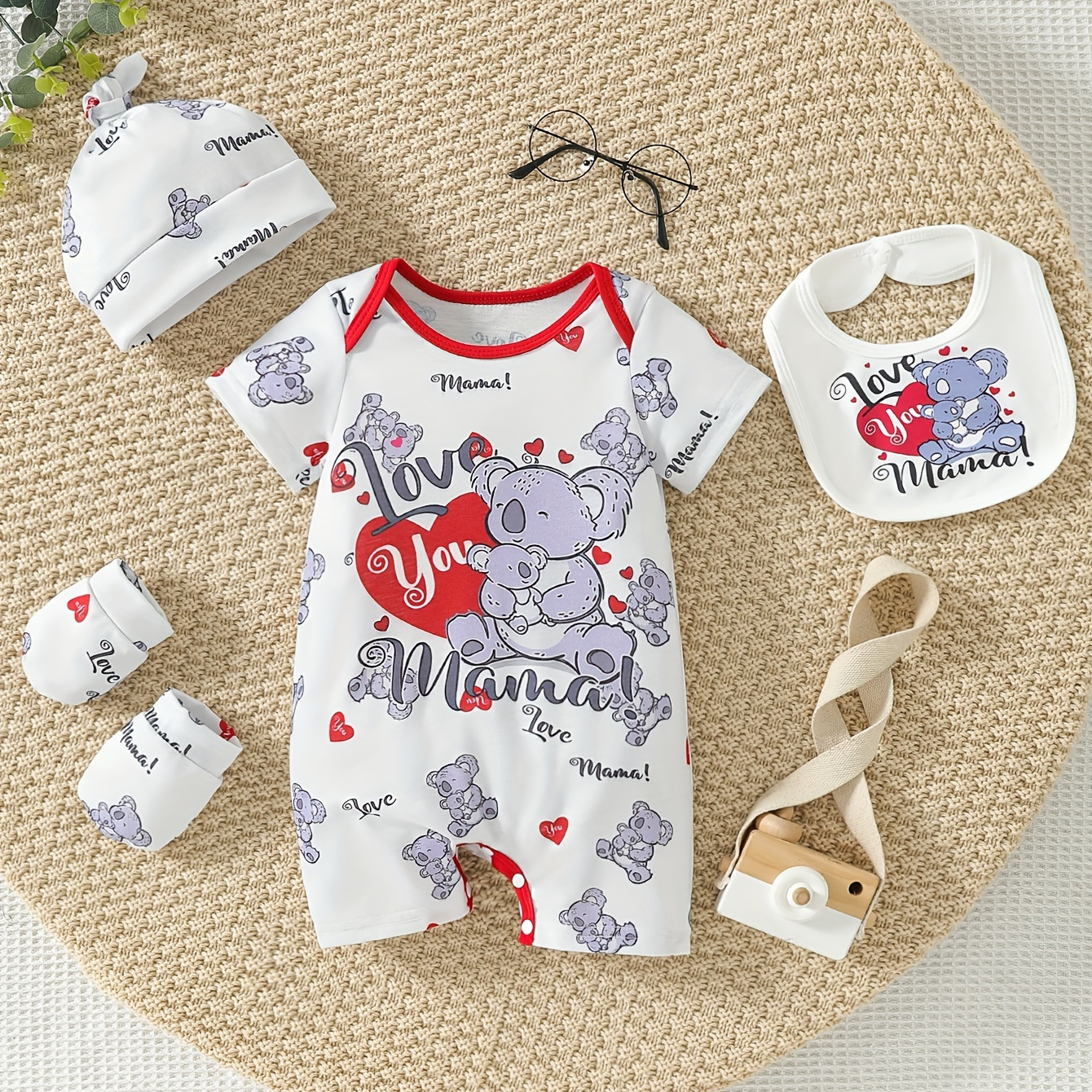 

Infant's "love You Mama" Koala All-over Print Romper Set, Baby Boy's Clothes