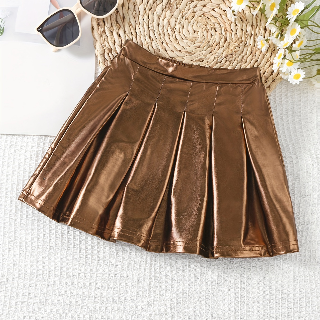 

Girls Solid Elastic Waist Skirt Comfy Skirt Spring Summer Party