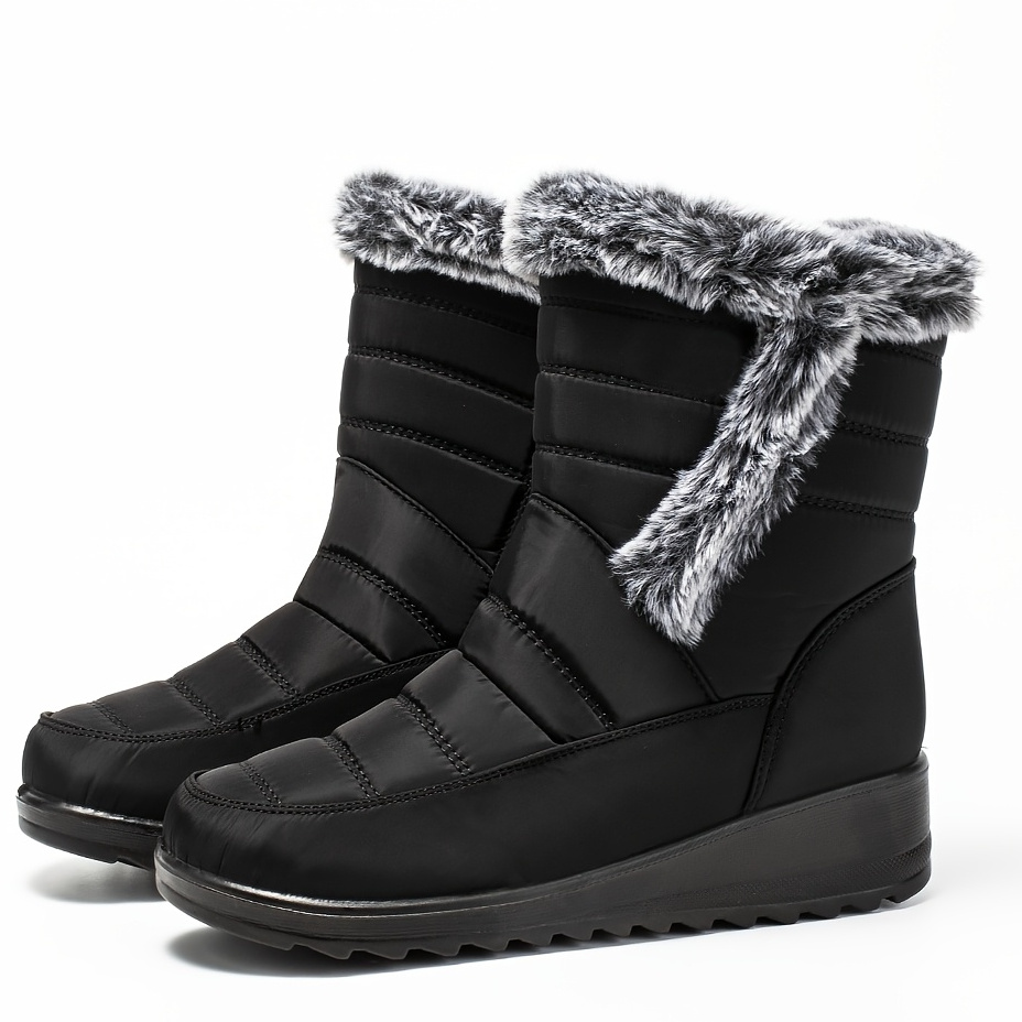 

Women's Snow Boots Waterproof Winter Booties With Fur Lined Warm Mid Calf Boots For Women Slip On Outdoor Shoes