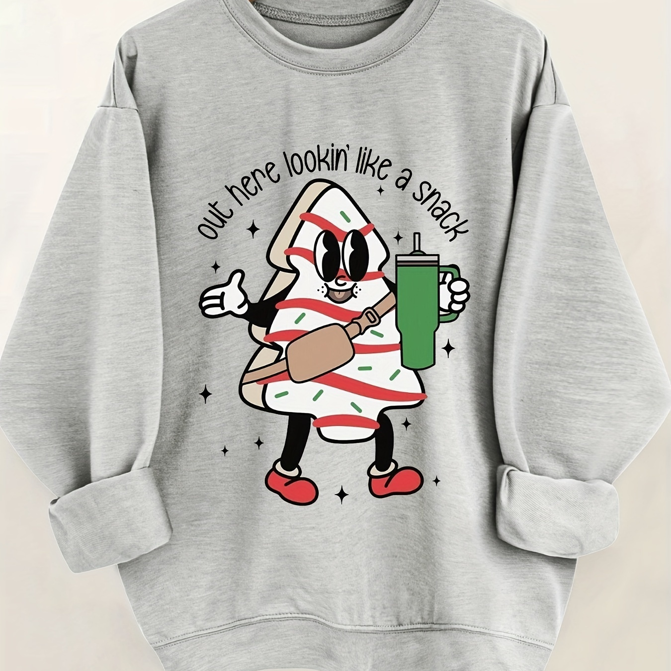 

Christmas Graphic Pattern Pullover Sweatshirt, Casual Long Sleeve Crew Neck Sweatshirt For Fall & Winter, Women's Clothing