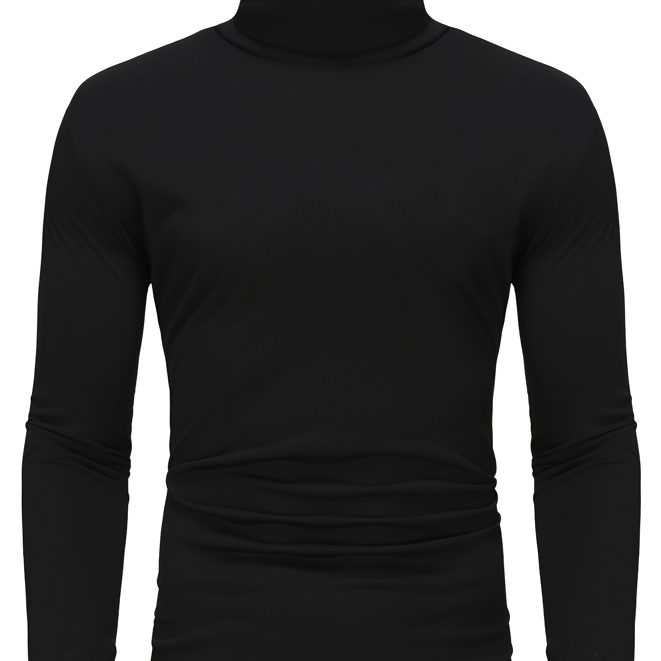 

Bottoming Shirt, Men's High Neck Long Sleeve Tops, Casual Plain Color Warm Base Layer Tops