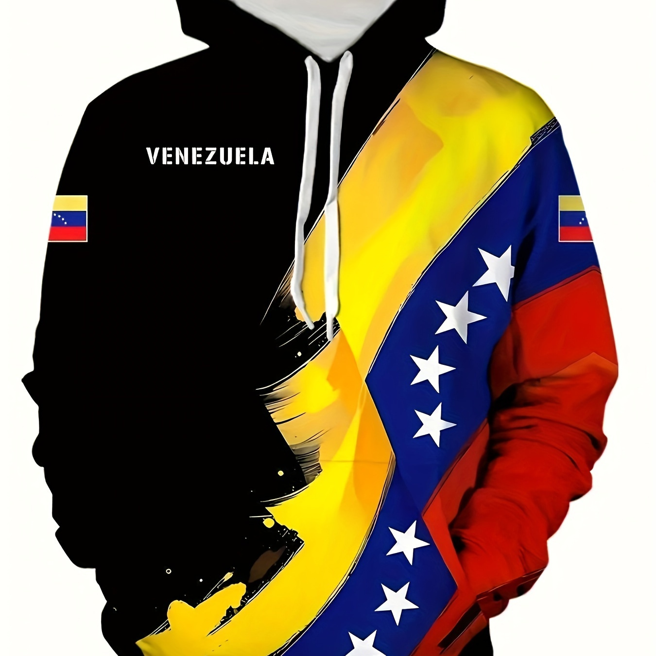 

Men's Venezuela-inspired 3d Print Hoodie, , Spring/fall Stretch Polyester Fabric, Regular Fit, Long Sleeves, , Pocket, Pullover Neck, 220gsm