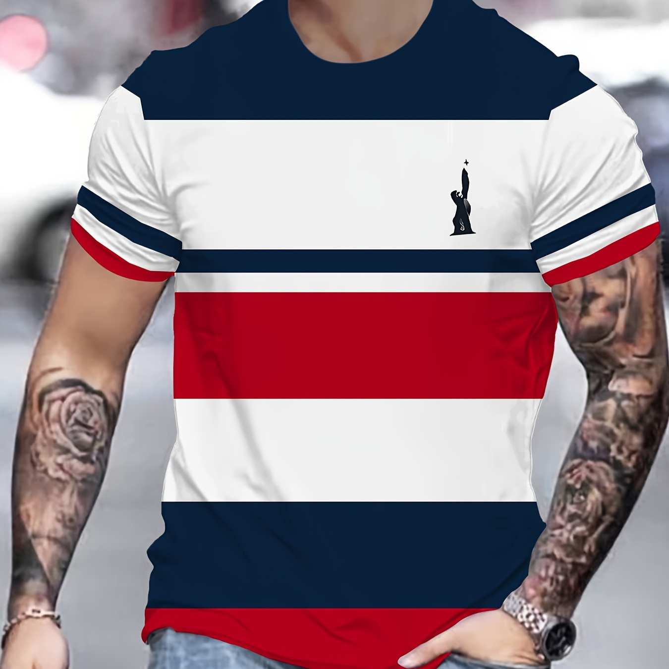 

Men's 3d Printed Fashion T-shirt - Casual, Breathable Polyester, Machine Washable, Round Neck, Non-transparent - Summer