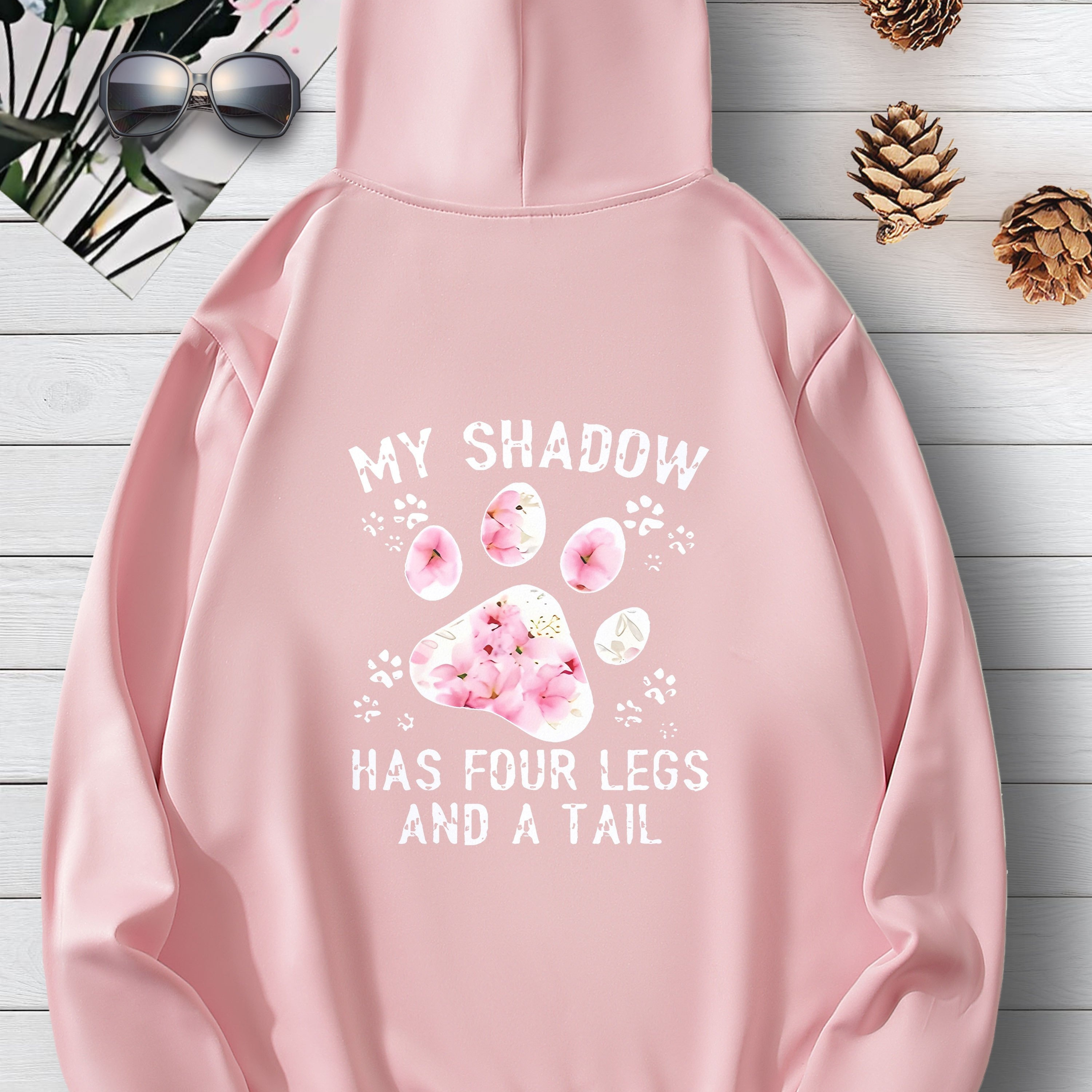 

Has 4 Legs And A Tail Graphic Print Crew Neck Long Sleeve Pocket Sweatshirt, Print Pullover Hoodie For Women Casual, For Fall And Winter