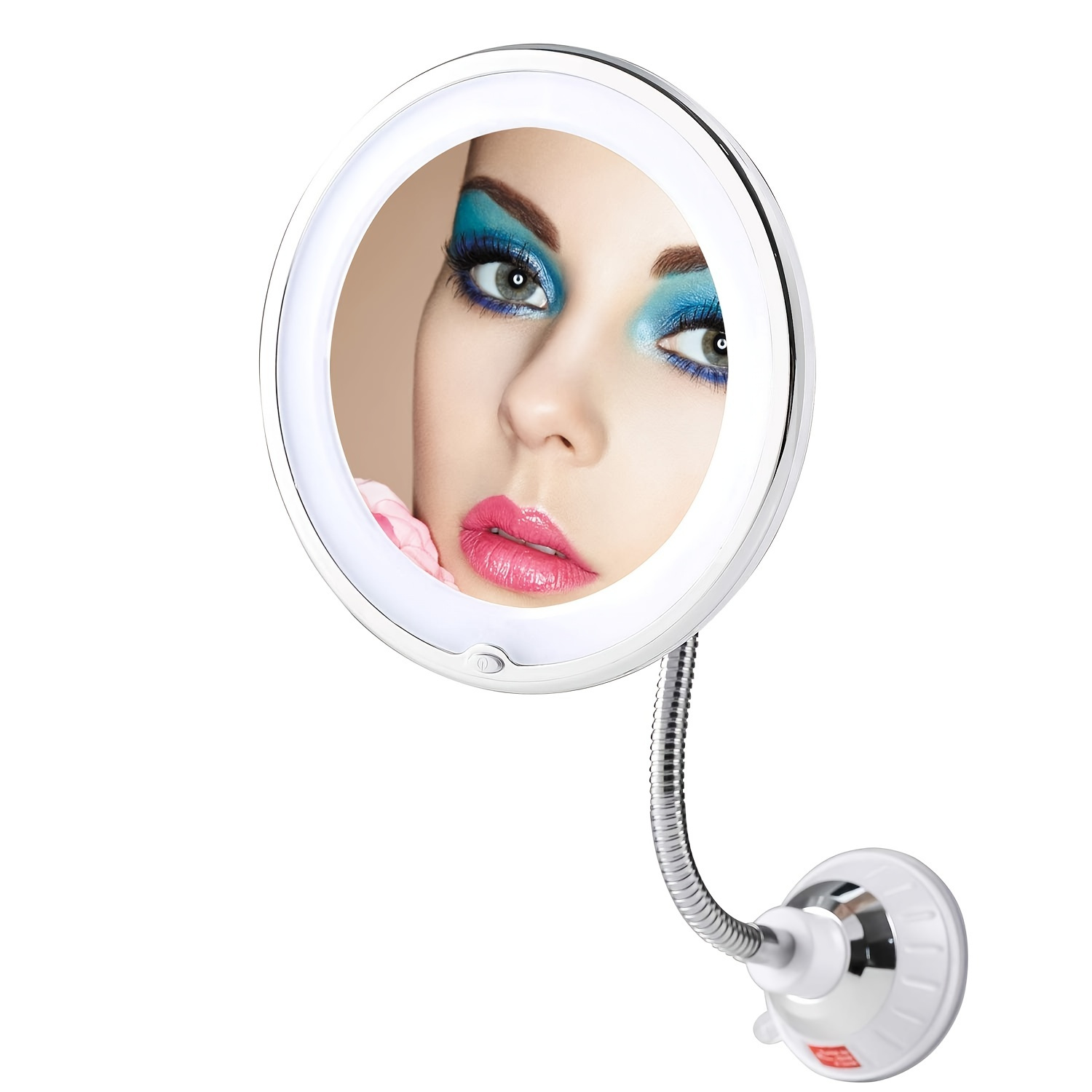  Espejo de aumento 5X con luz, espejo de tocador de maquillaje  con luces LED espejo de cuello de cisne flexible con luces con potente  ventosa : Belleza y Cuidado Personal