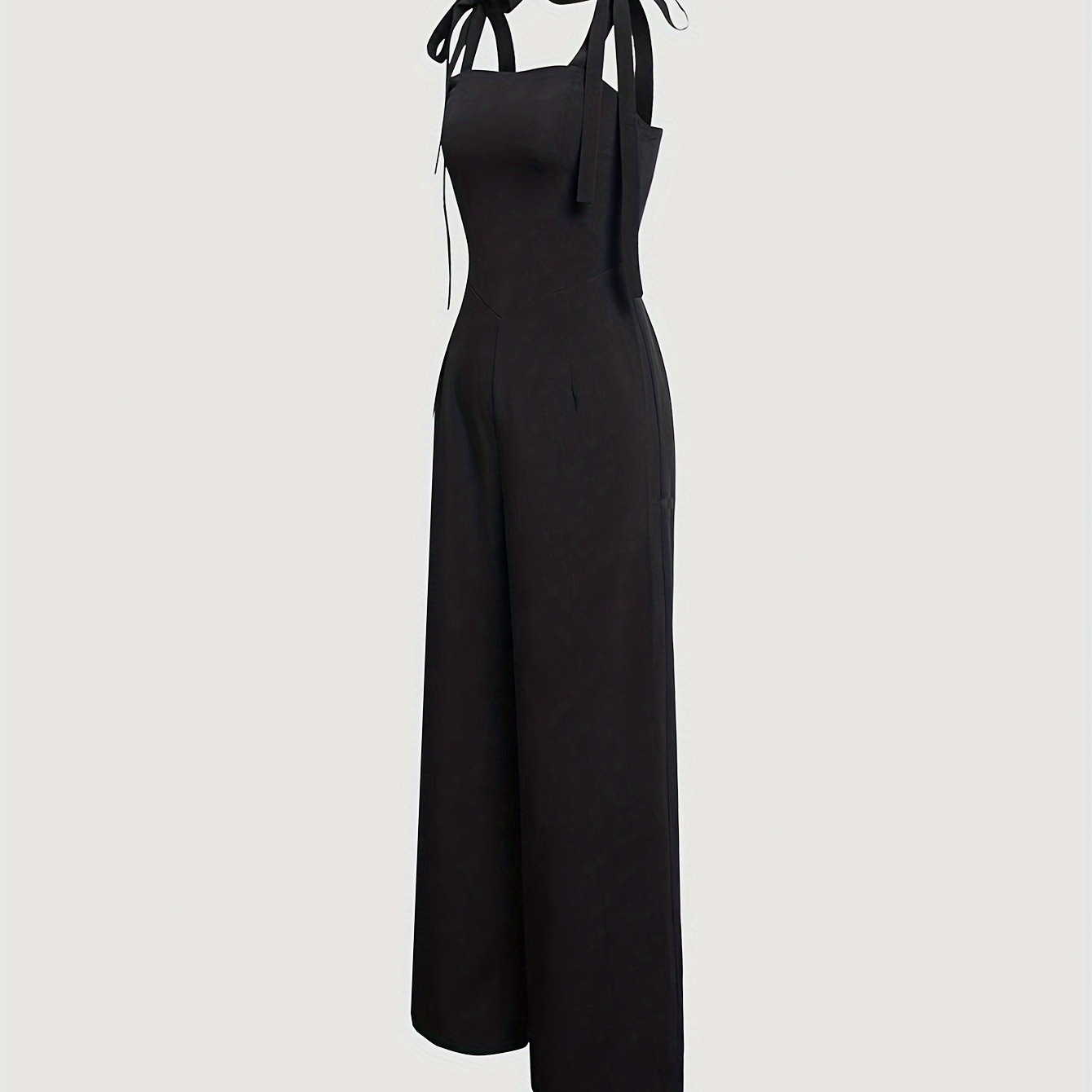 

Knot Strap Wide Leg Jumpsuit, Casual Sleeveless Jumpsuit For Spring & Summer, Women's Clothing