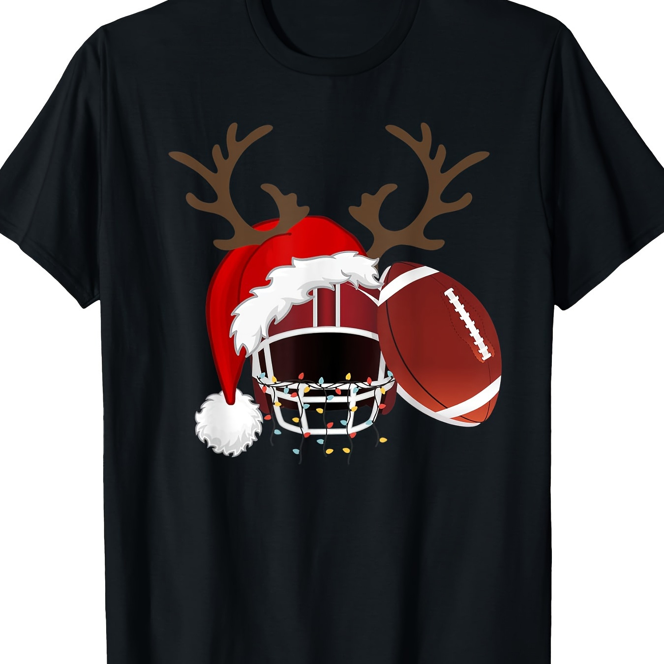 

Funny American Football Reindeer Santa Hat Christmas Holiday220g100% Cotton T-shirt