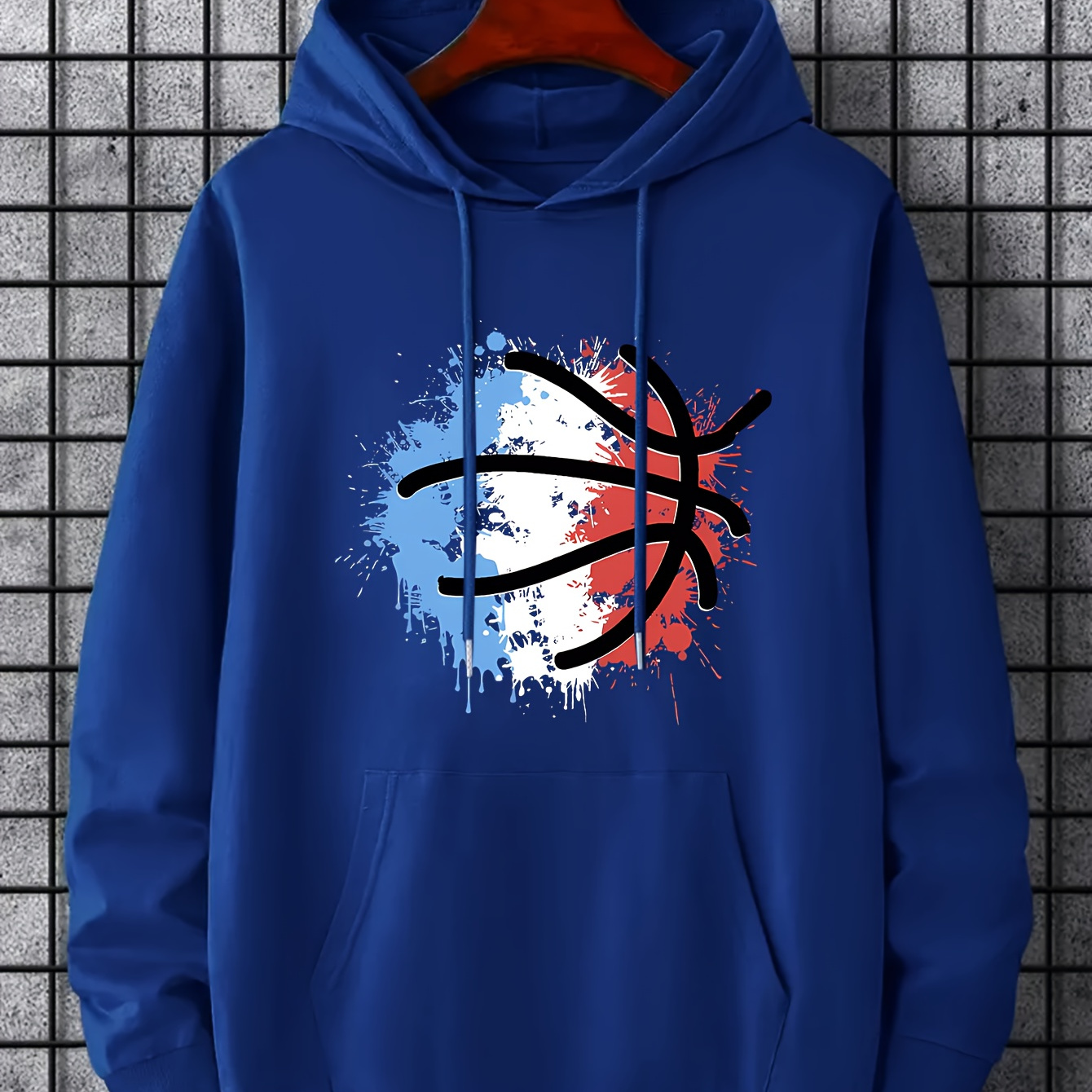 

Abstract Basketball Print Hoodie, Hoodies For Men, Men's Casual Graphic Design Pullover Hooded Sweatshirt With Kangaroo Pocket For Winter Autumn, As Gifts