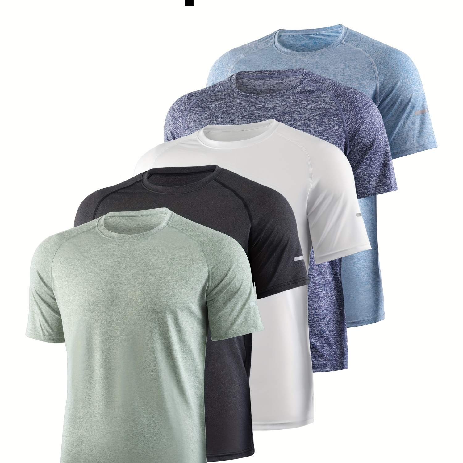 

5pcs Men's Crew Neck Fashionable Short Sleeve Sports T-shirt, Comfortable And Versatile, For Summer And Spring, Athletic Style, Comfort Fit T-shirt, As Gifts