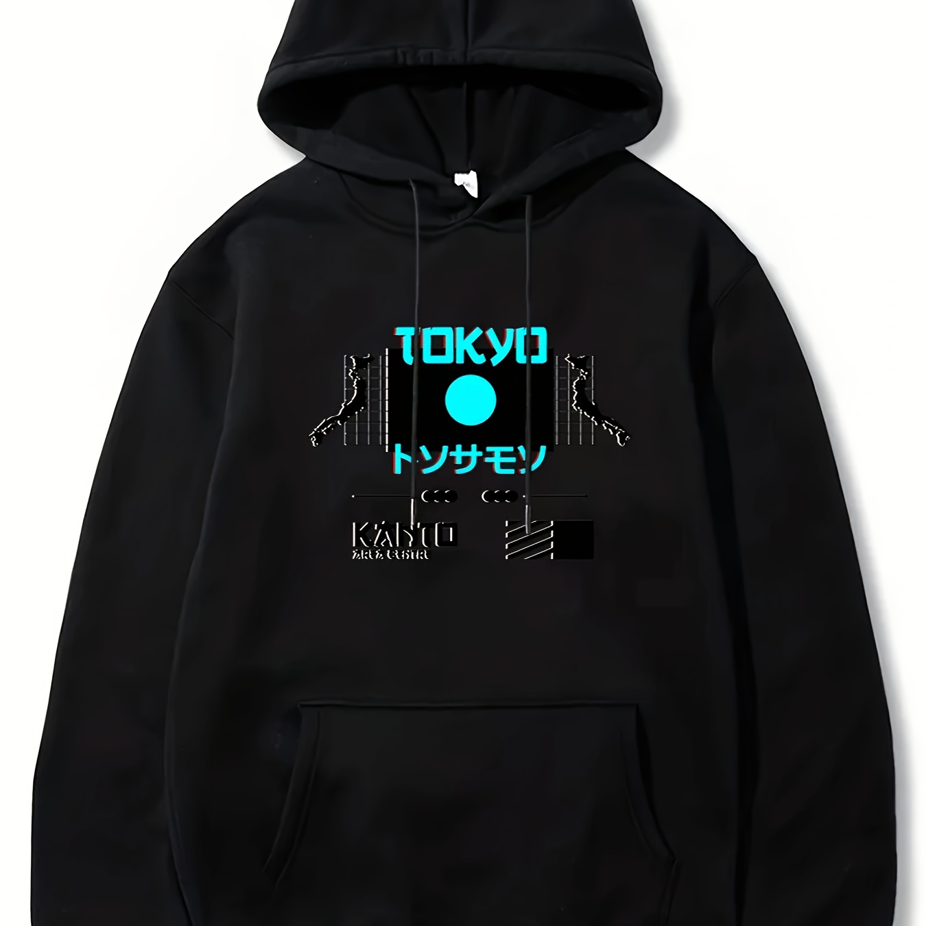 

Japanese Tokyo Print Men's Pullover Round Neck Hooded Sweatshirt Print Hoodie Casual Top For Autumn Winter Men's Clothing As Gifts