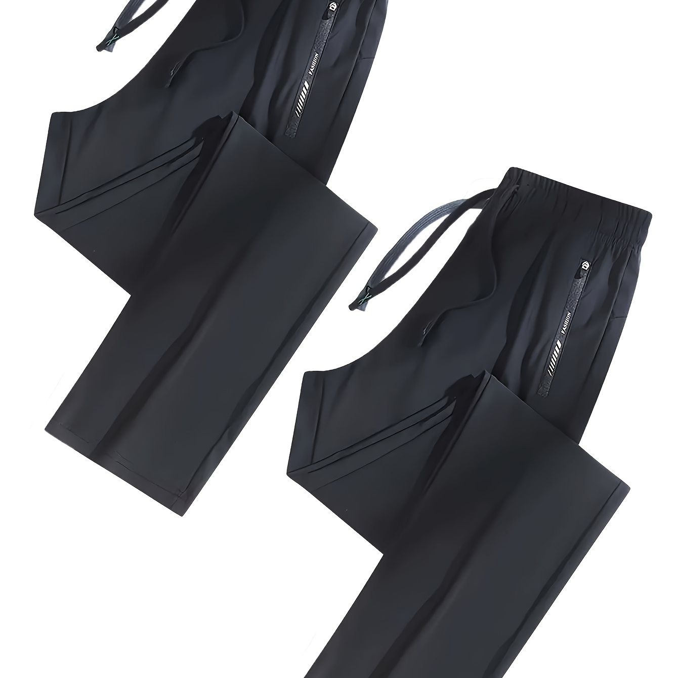 

2 Pcs Women's High-elastic Athletic Pants With Drawstring Waist And Zipper Pockets For Outdoor Activities, Yoga, And Hiking