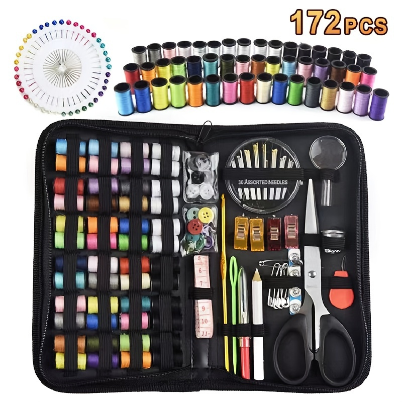  Mini Travel Sewing Kit, AUERVO DIY Premium Sewing  Supplies,Basic Sewing kit for Adults,Beginners,Home,Emergency Filled with  Repair kit and Sewing Needles,Thread,Scissors,Thimble,Tape Measure etc