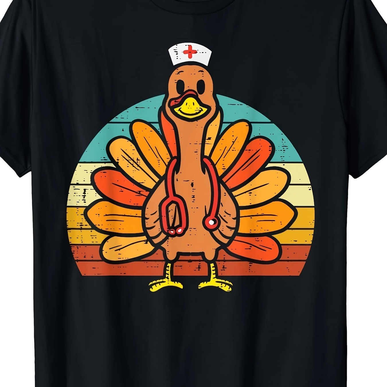 

Turkey Nurse Stethoscope Thanksgiving Fall Men T-shirt - 220g