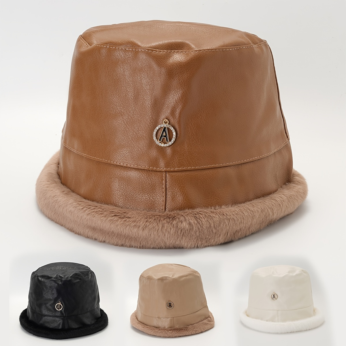 Winter Bucket Hats For Women Autumn Caring Fisherman Hat Elegant Ladies PU  Leather Caps Fashion Sun Hat Simplicity Casual Cap