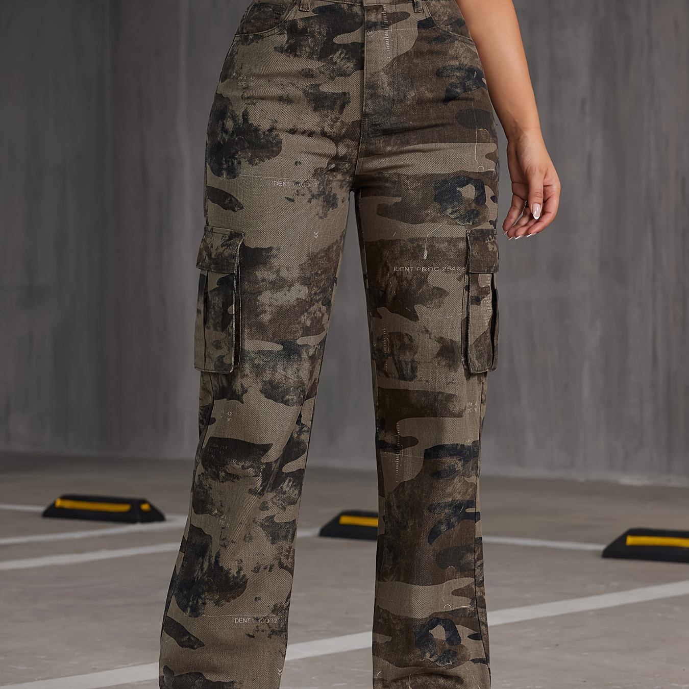 Camo Flap Pockets Cargo Pants Elastic Waist Y2k Style - Temu New Zealand