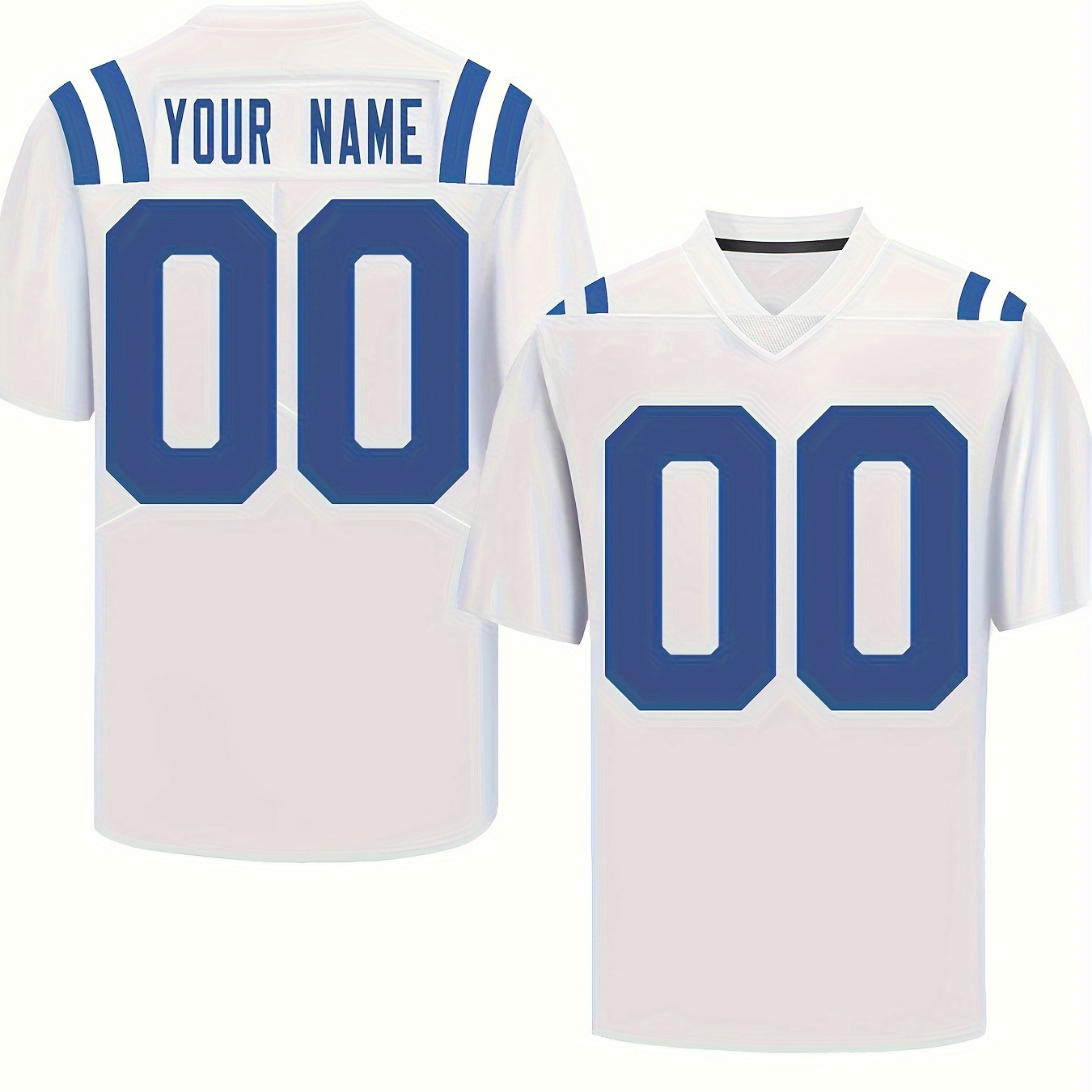 

Customizable American Football Jersey For Men - Sports Style V-neck Top With Embroidered Alphabet Design, Knit Fabric, Casual & Outdoor Wear, Fits S-3xl, Ideal For Training, Sports, Parties & Casual