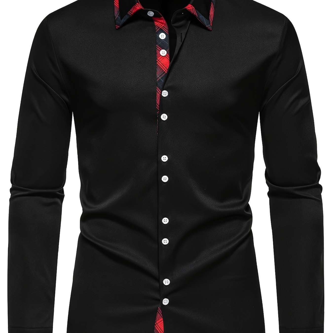 

Collar Long Sleeve Shirt - Casual, Non-stretch Polyester With Accents, Machine Washable, Ideal For Spring/fall