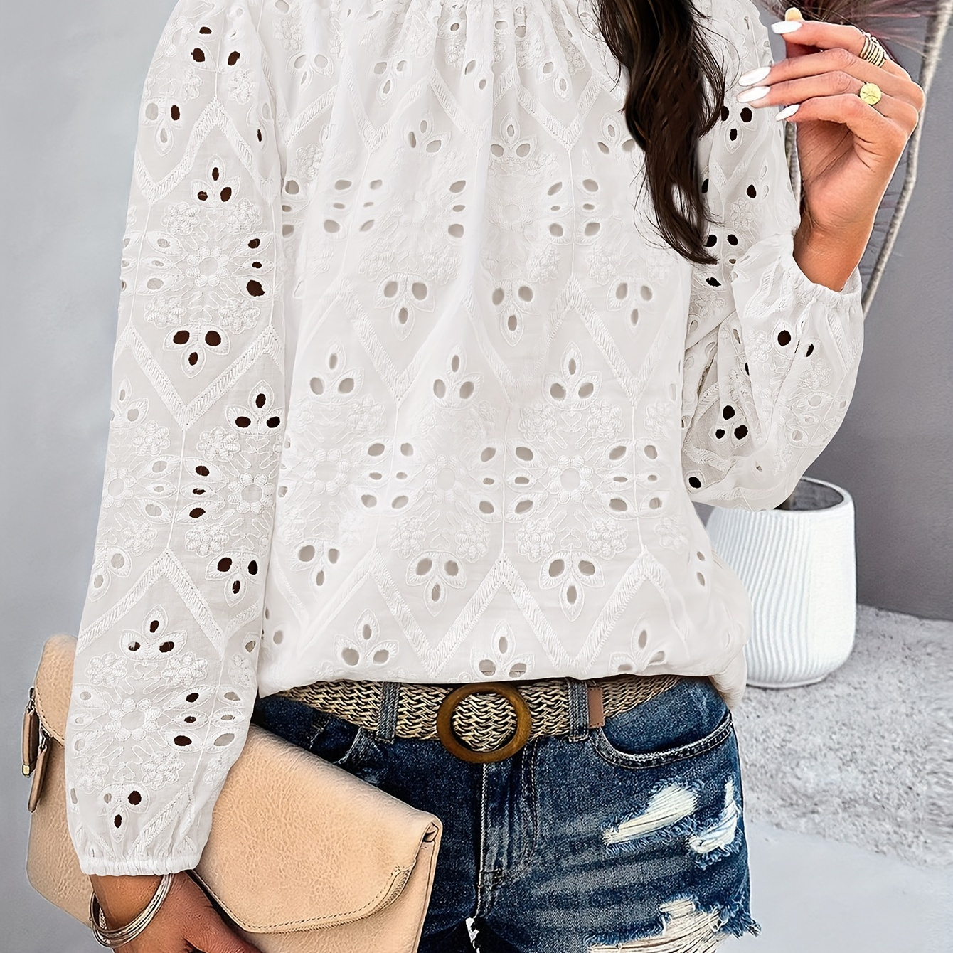 

Womens Blouses Embroidered Long Sleeve Shirts Top Fall Clothes