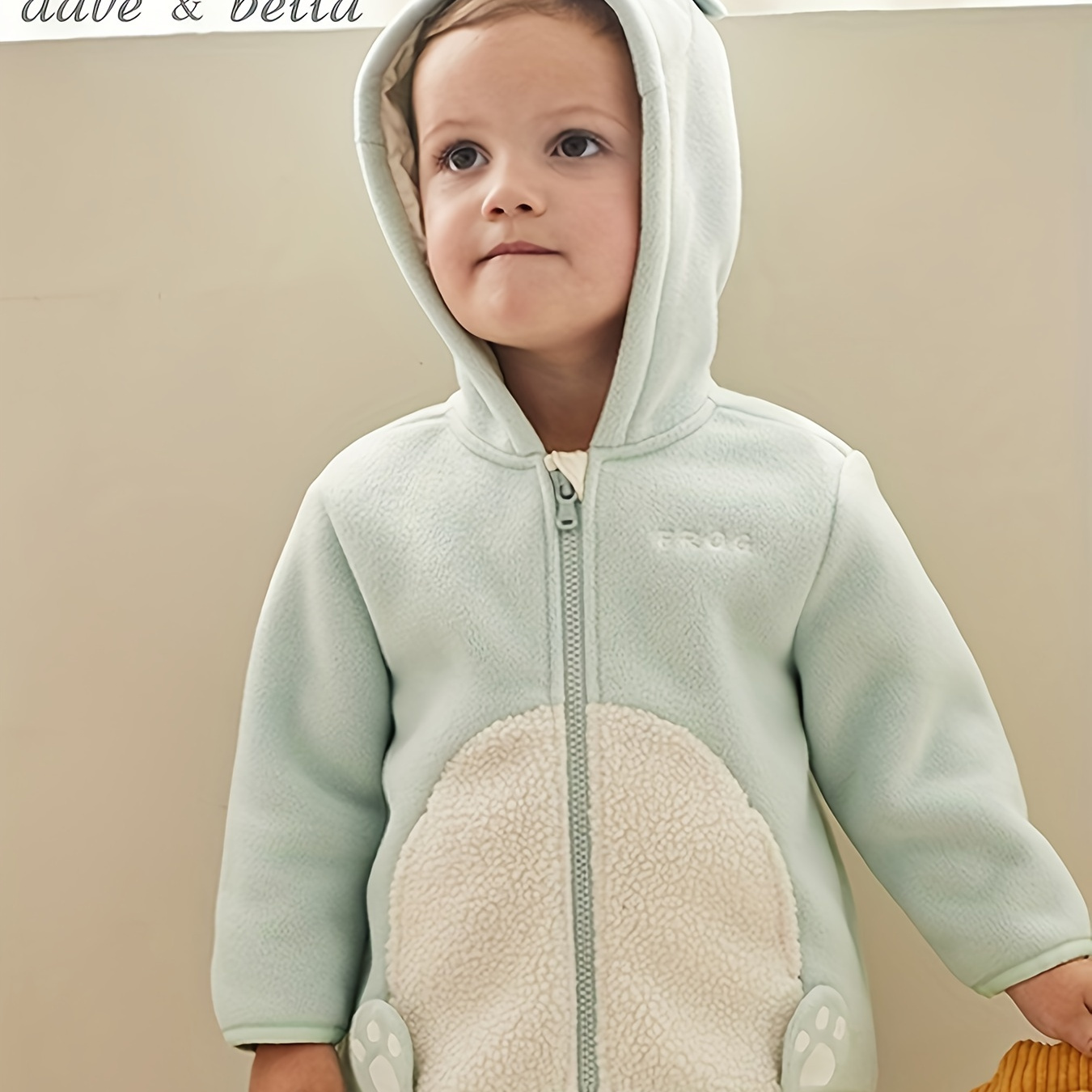 

Dave&bella Girls/boys Polar Fleece Coat, Color Cartoon Design Zip-up Hooded Coat