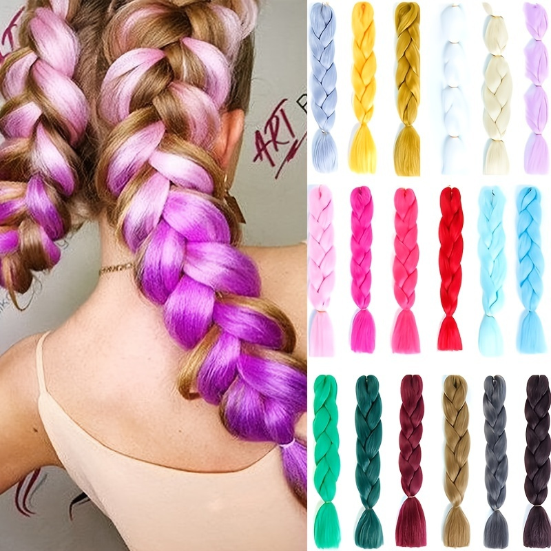 Synthetic Jumbo Braid Hair Extensions Ombre Braiding Hair Packs Jumbo Braid  Hair For Women DIY Hairstyle Purple 24 Hair Accessories