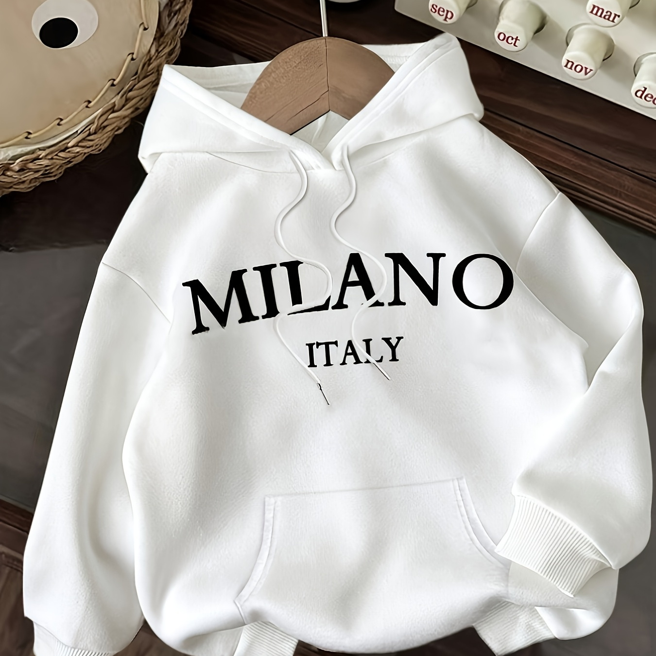 

Women's Casual Polyester Hoodie With " Italy" , Knit Fabric Hooded Sweatshirt With Drawstring, Pullover, 100% Polyester 250g/m²