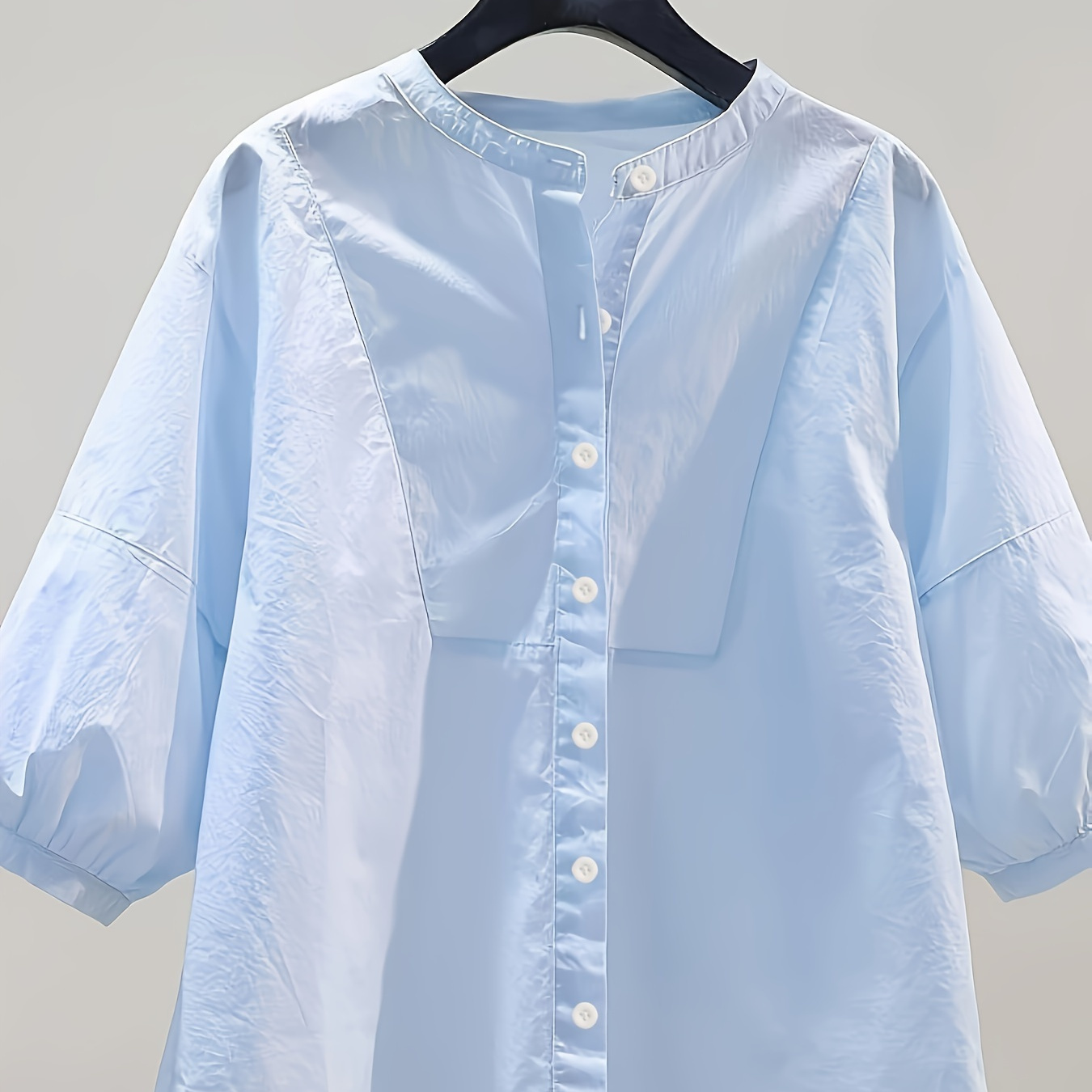 

Chemisier uni à manches 3/4, élégant et simple, pour le printemps et l'automne, vêtements pour femmes.