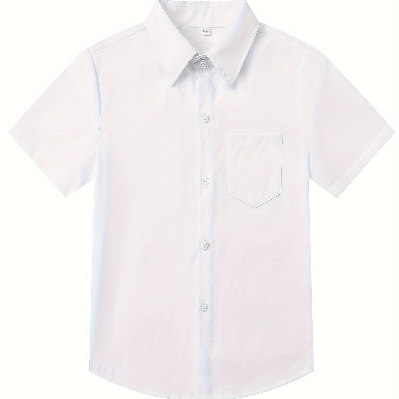 

Boy's Solid Short Sleeve Comfortable Front Button Casual Summer Top Shirt