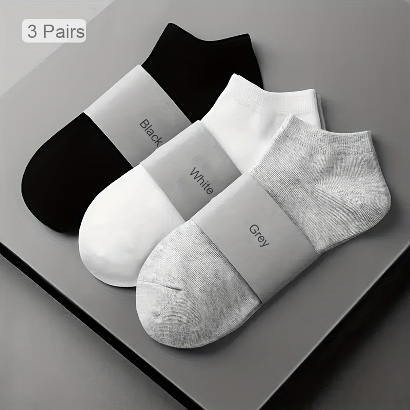 

3/15/30 Pairs Comfy Ankle Socks, Sporty Black & White Solid Color Sock Pack, Women's Stockings & Hosiery