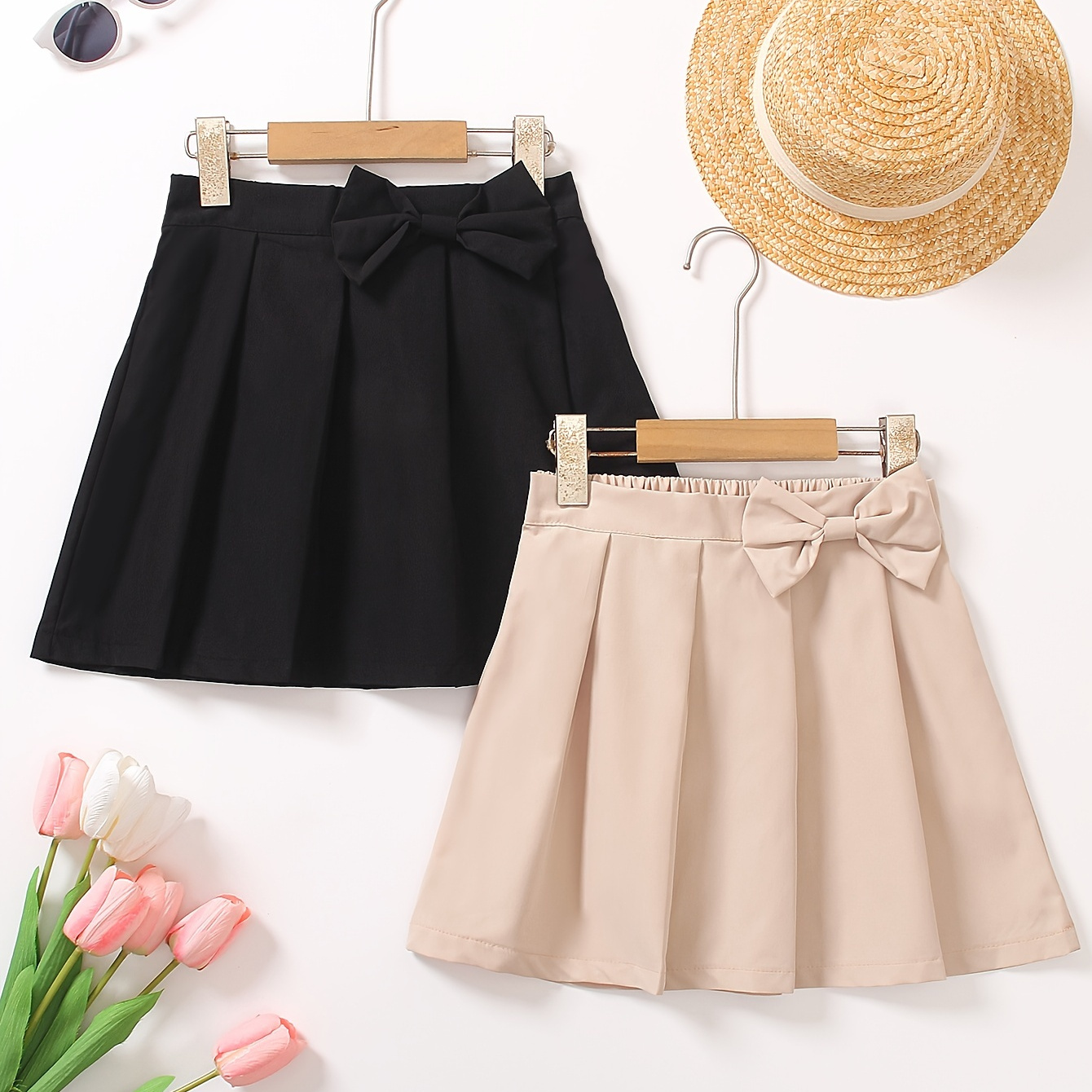 

[top-] ' 2pcs Pleated Skirts Bow - For Parties & /fall , Washable