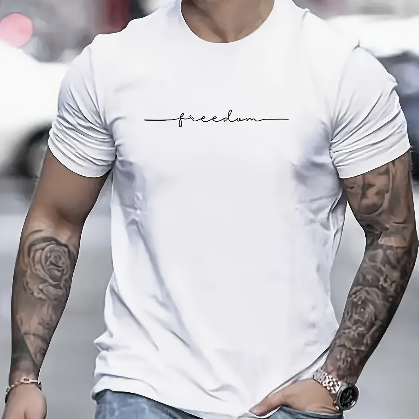 

Men's Crew Neck, Regular Fit, Durable Stretch, Ideal For Sports & Casual Wear