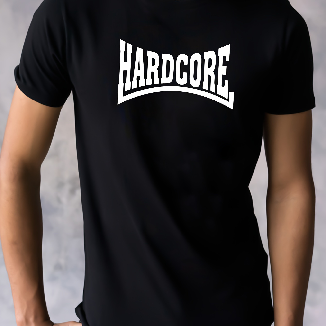 

Hardcore Print Tee Shirt, Tees For Men, Casual Short Sleeve T-shirt For Summer