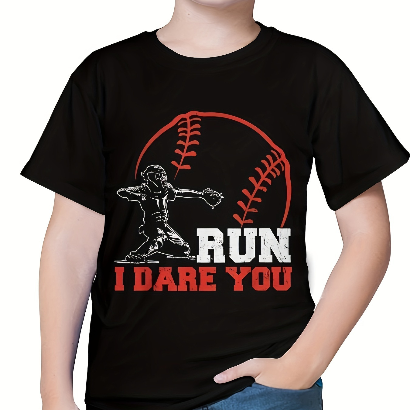 

Youth Baseball Dream: " " Graphic Tee - Soft, Breathable 100% Cotton, Comfortable Short-sleeve With Round Neck - High-quality & For Casual Attire