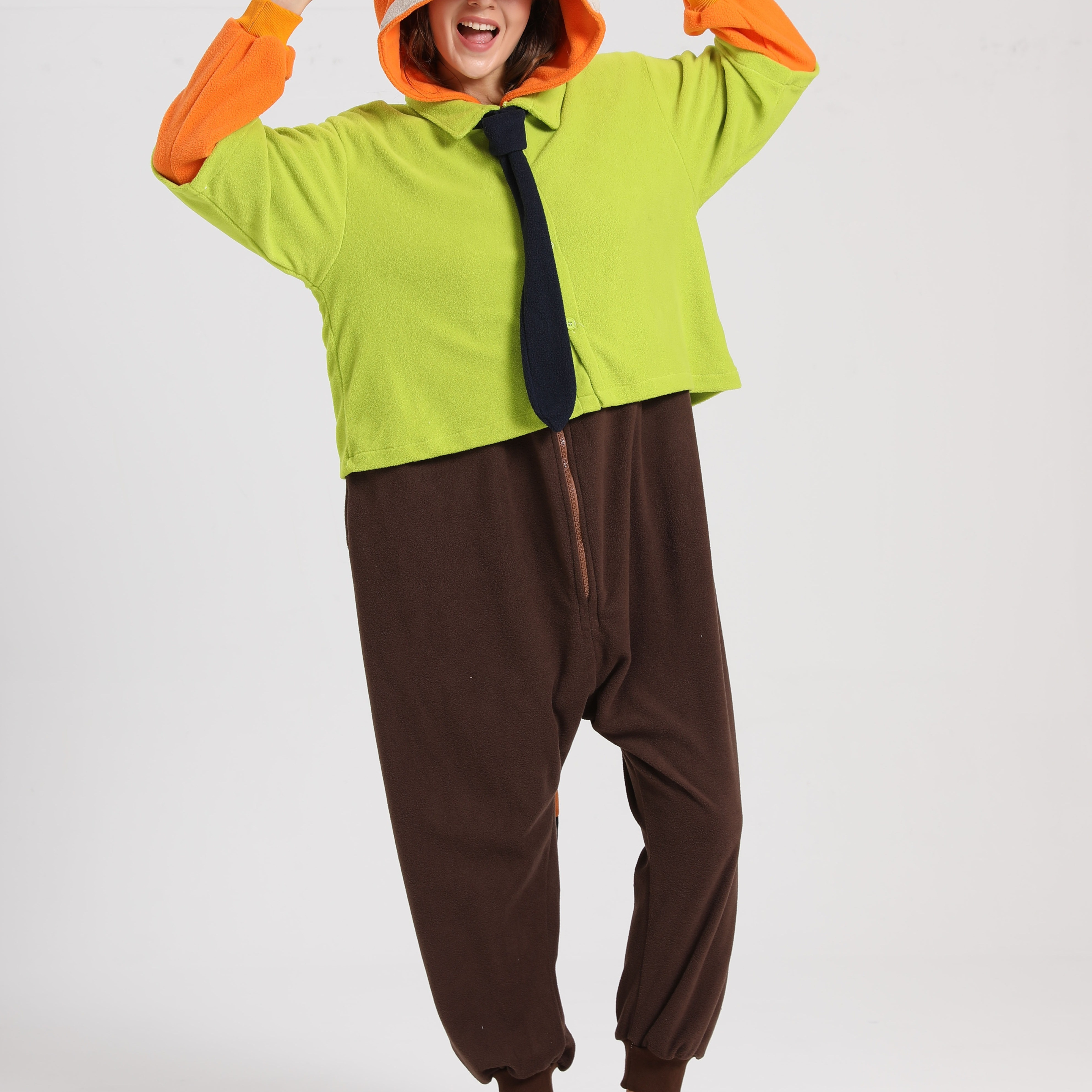 

Unisex Adult Animal Cosplay Costume Pajamas, Women Men 2 Piece Uniform Fox Cartoon Onesie