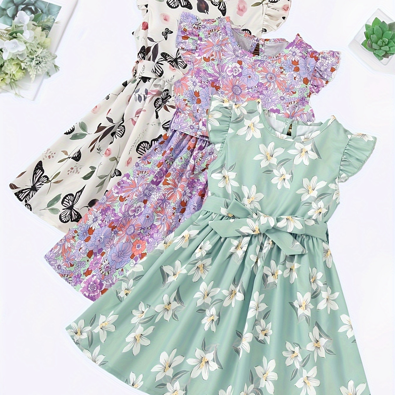 Girls' Butterfly/Flower Dress Set