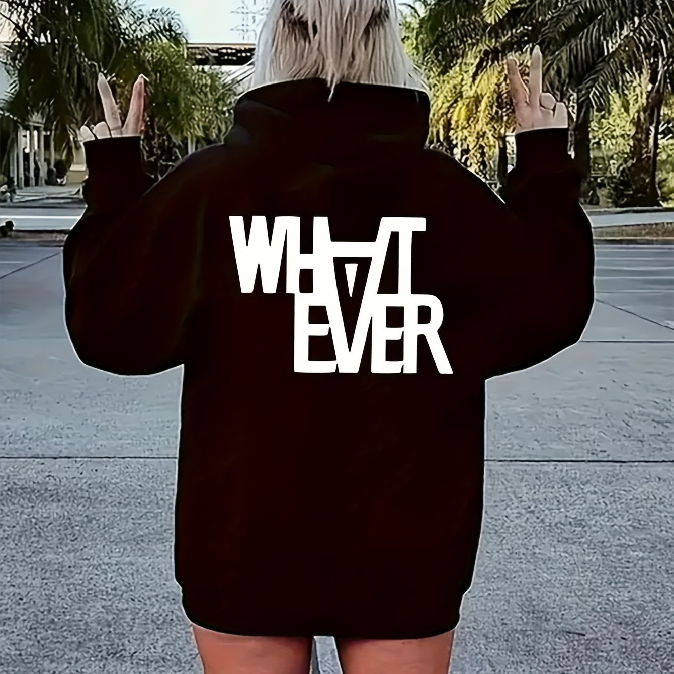 

Casual Long Sleeve Drawstring Hoodie With Letter Pattern, Polyester Fabric With Pockets For Women, Autumn/winter