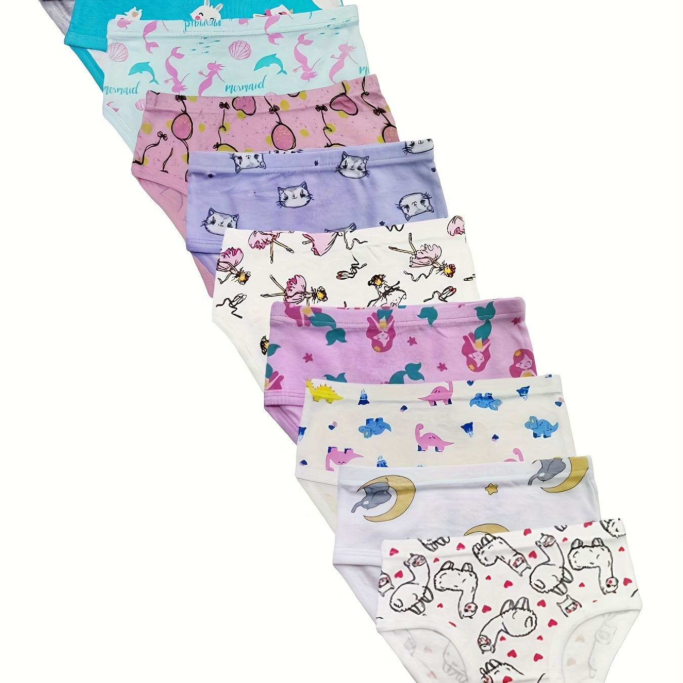 

4pcs Random Color Random Pattern 100& Cotton Skin-friendly Girls' Panties Set