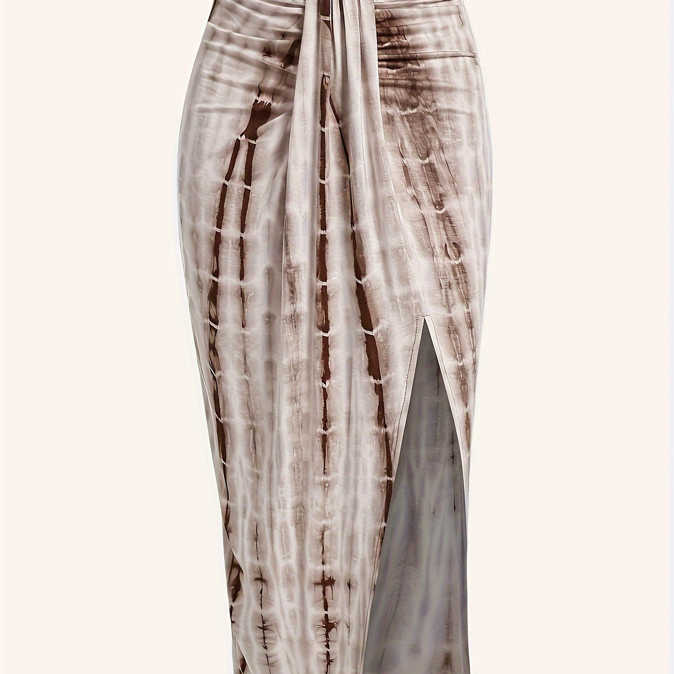 

Tie Dye Split Bodycon Skirt, Vintage Elastic Waist Skirt For Spring & Summer, Women's Clothing