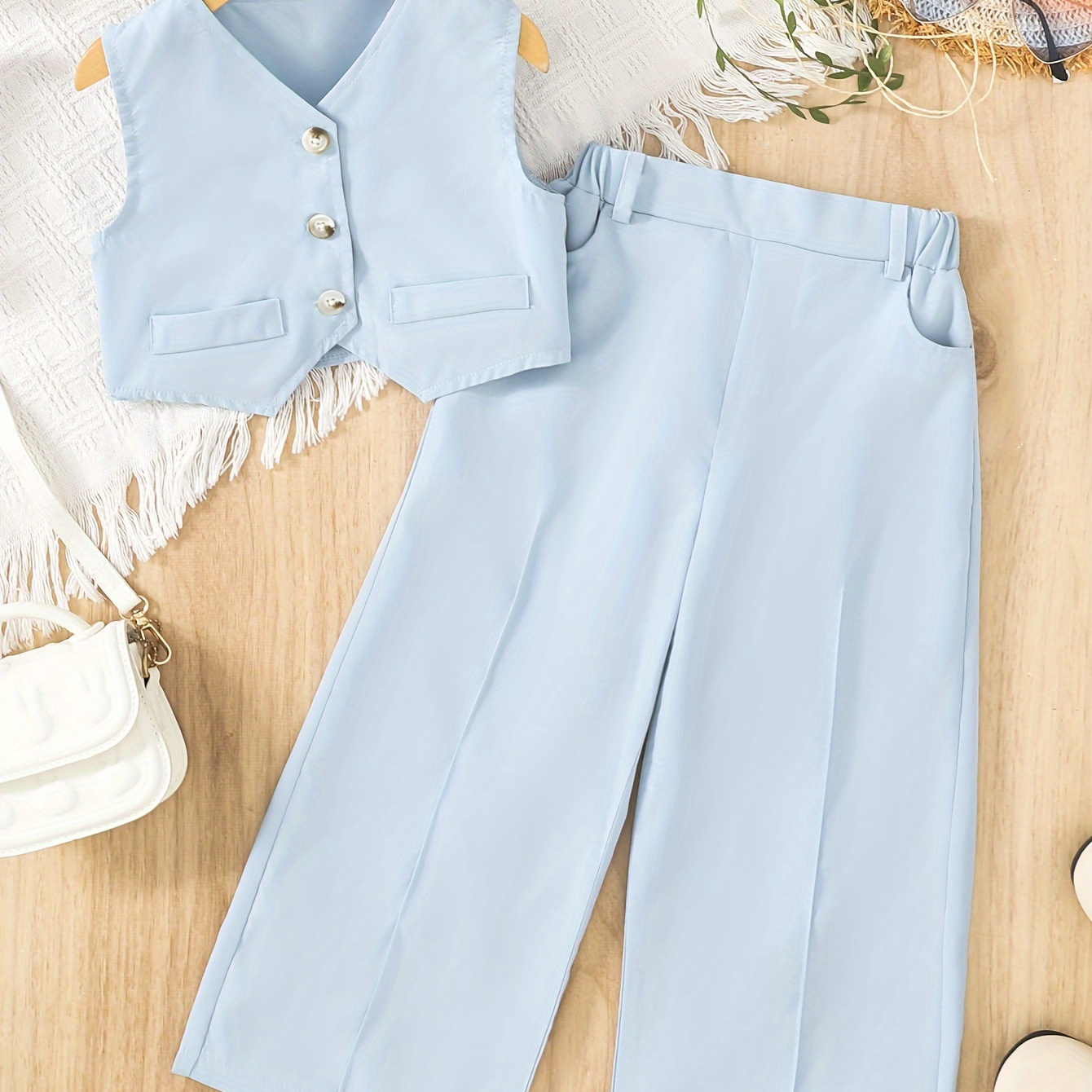 

2pcs/set, + Straight Trousers - /summer Clothes, ' Outfit For