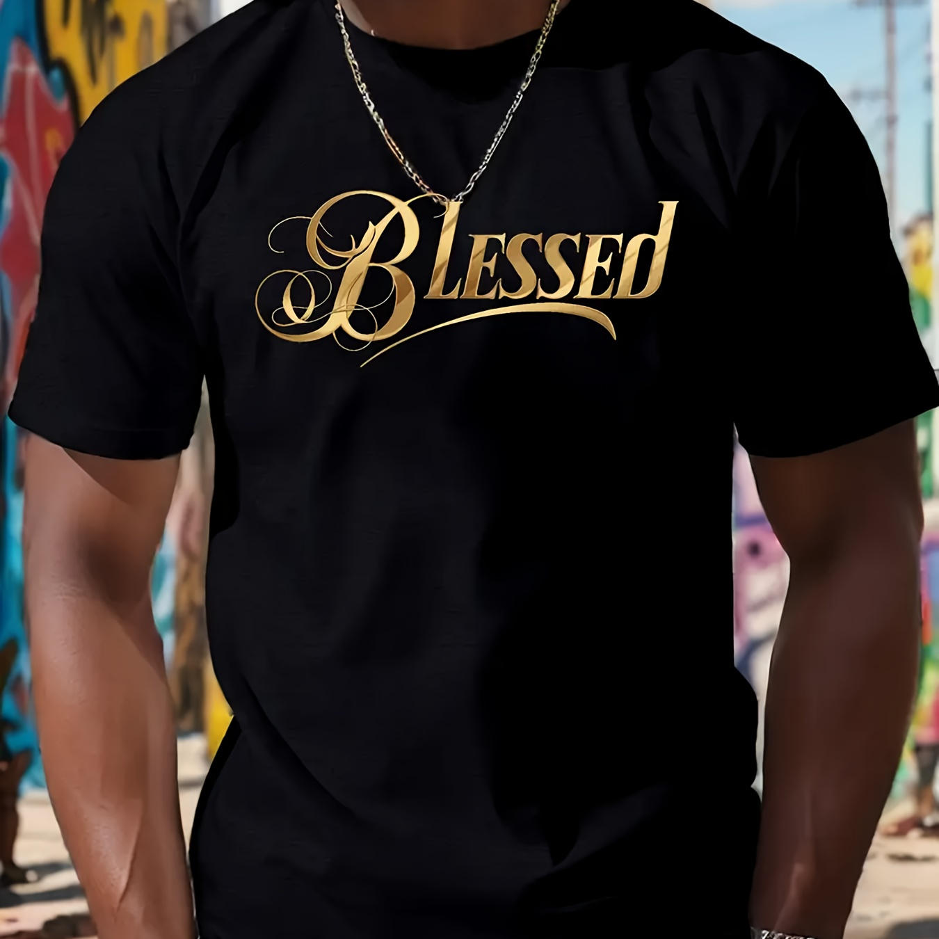 

Printed T-shirt, Men's Casual Short-sleeved Summer T-shirt.