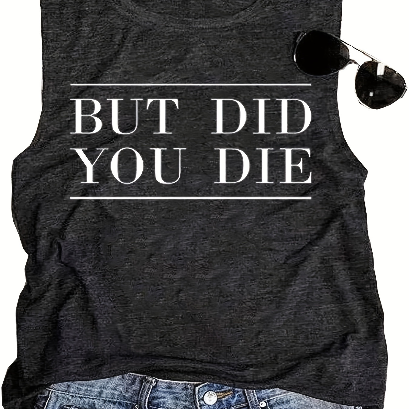 

Simple Letter Print Tank Top, Casual Crew Neck Summer Sleeveless Top, Women's Clothing