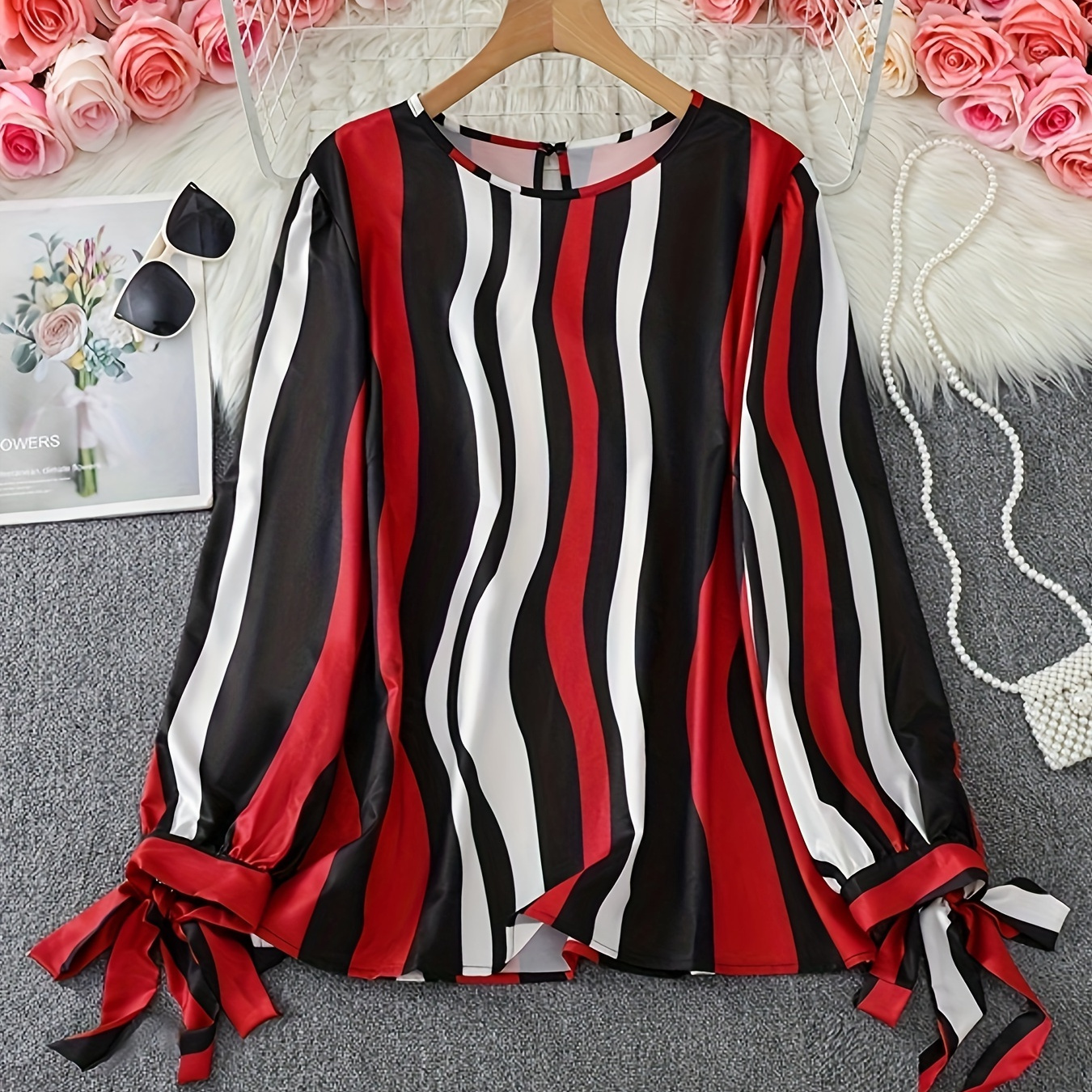 Plus size floral print lace detail blouse elegant v neck temu canada