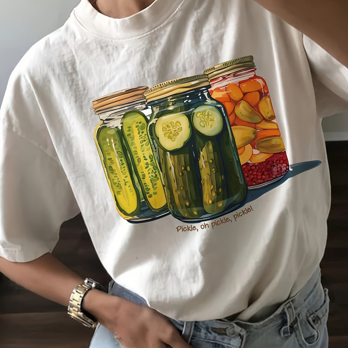 

Graphic Print T-shirt, Short Sleeve Crew Neck Casual Top For Summer & Spring, Women's Clothing