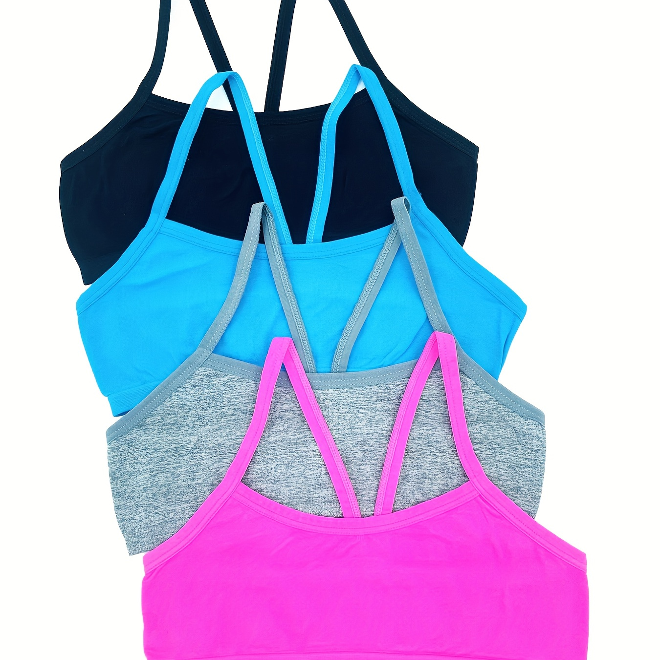 

Holiday Style 4pcs Girls Training Bras Stretchy Sports Bralette Sleeveless Crops Tank Tops Underwears For 6-14 Years Old Kids