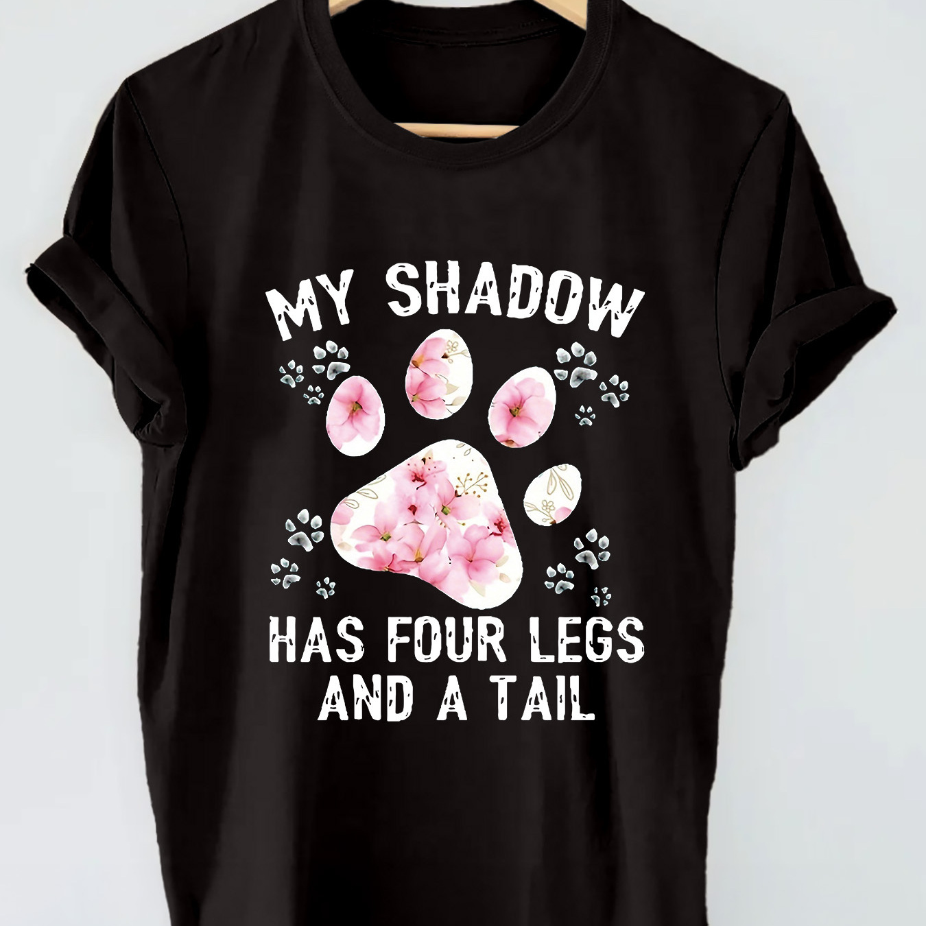 

Paw Print T-shirt, Short Sleeve Crew Neck Casual Top For Summer & Spring, Women's Clothing