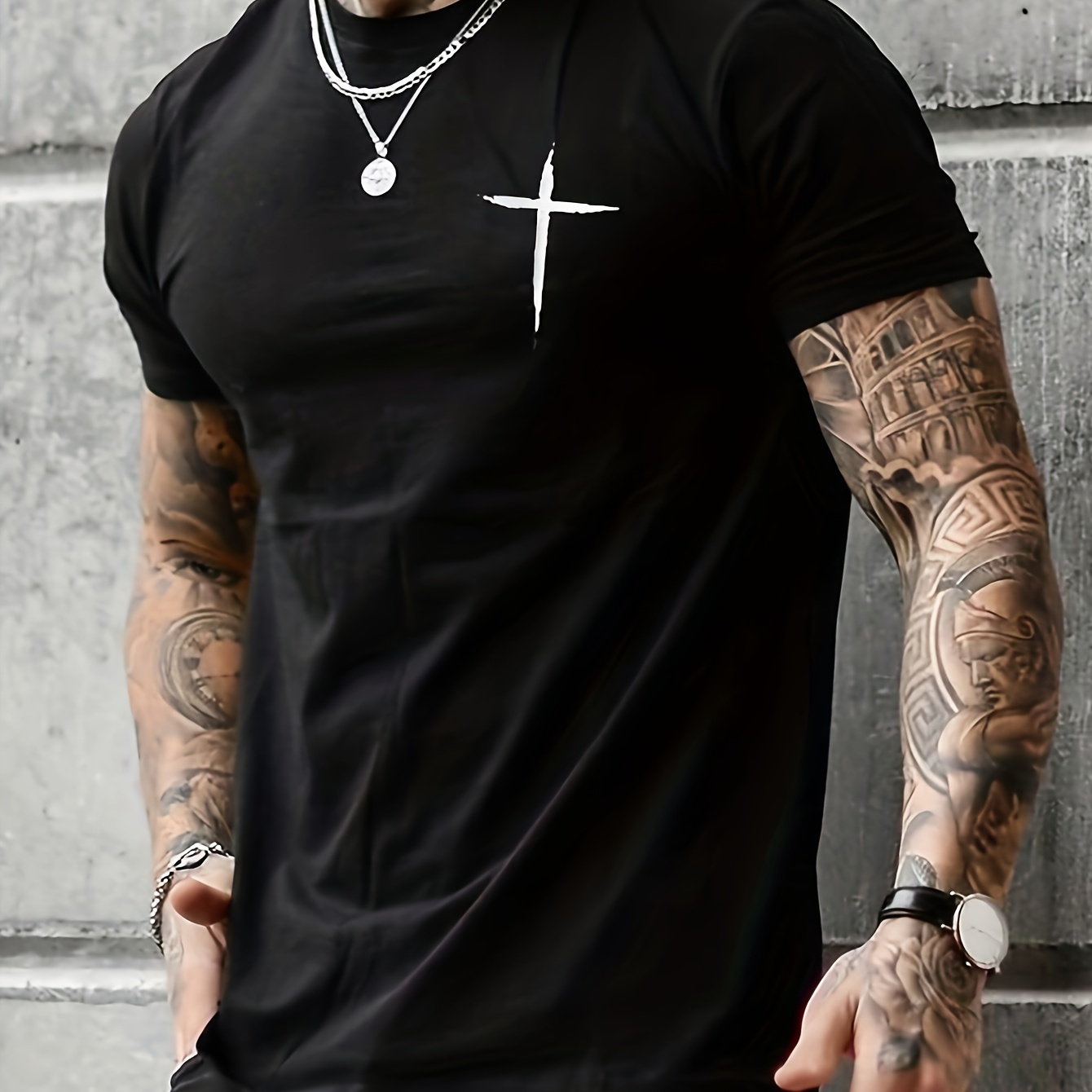 

Men's Cross Print Graphic Tee - Comfortable Summer Clothes For Casual Outfits And Sleepwear