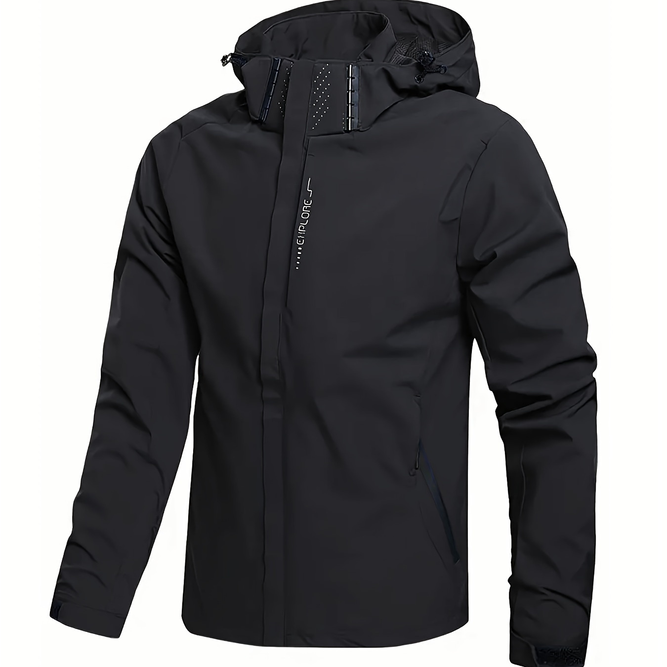 

Men' Long Sleeve Zip Up Windbreaker With Detachable Hood For Outdoor Casual , Spring And Fall